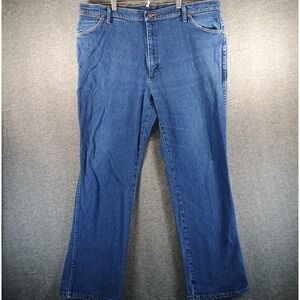 Wrangler Cowboy Cut Boot Cut Jeans Mens‎ 42x30 Dark Wash Blue Patch Logo